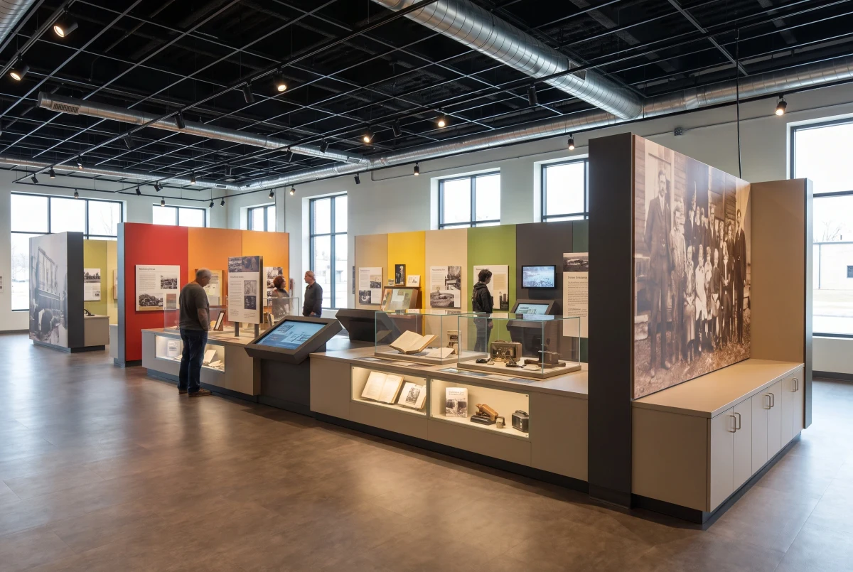 工业历史主题展陈空间，文化展陈 AI 设计参考