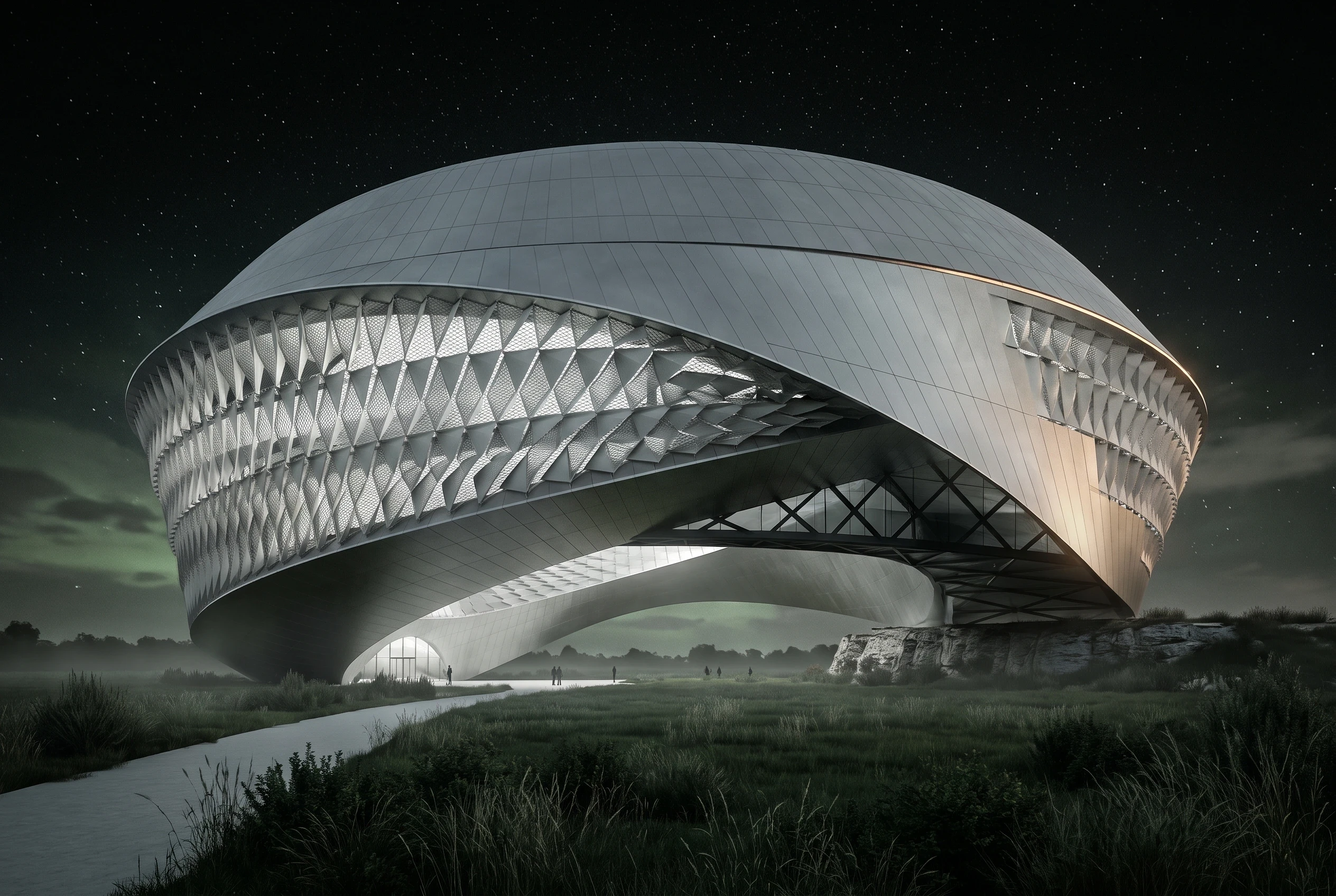 国家图书馆星夜景观，文化展览 AI 设计参考