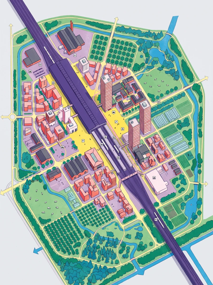 生态转型城市设计轴测图，城市设计 AI 设计参考