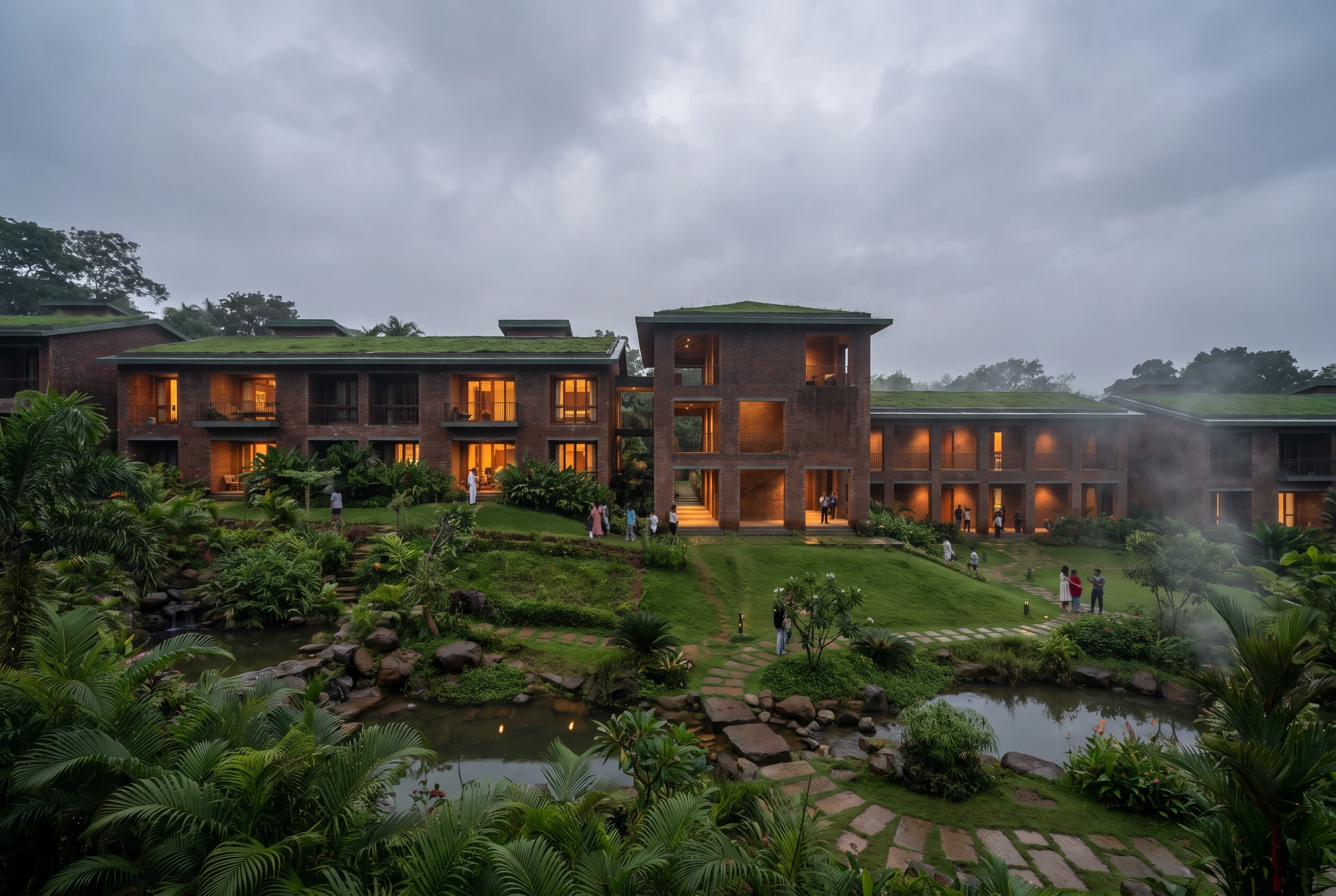 热带坡地砖墙住宅群，住宅 AI 设计参考