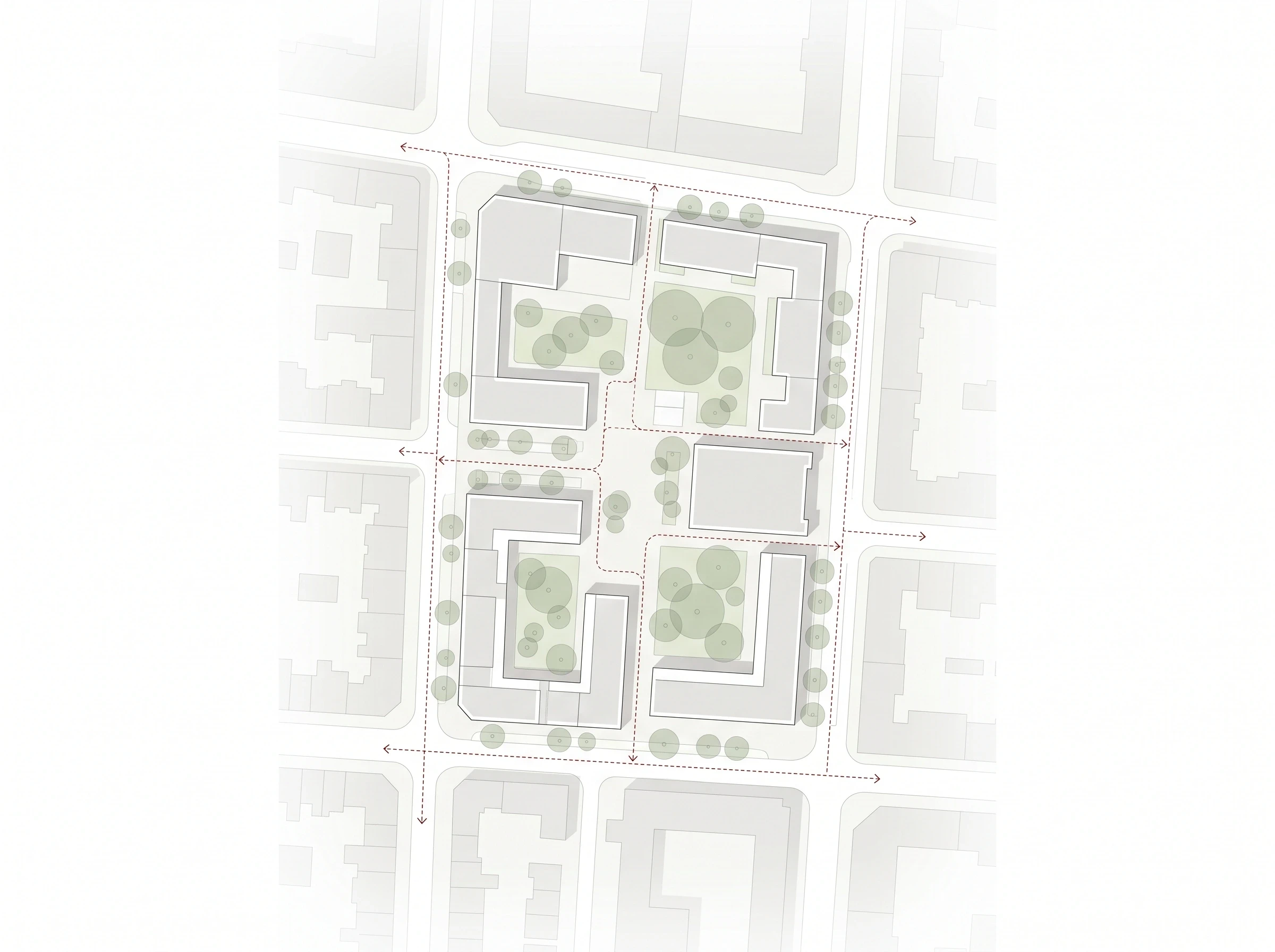 文化建筑场地流线总图，功能流线 AI 设计参考