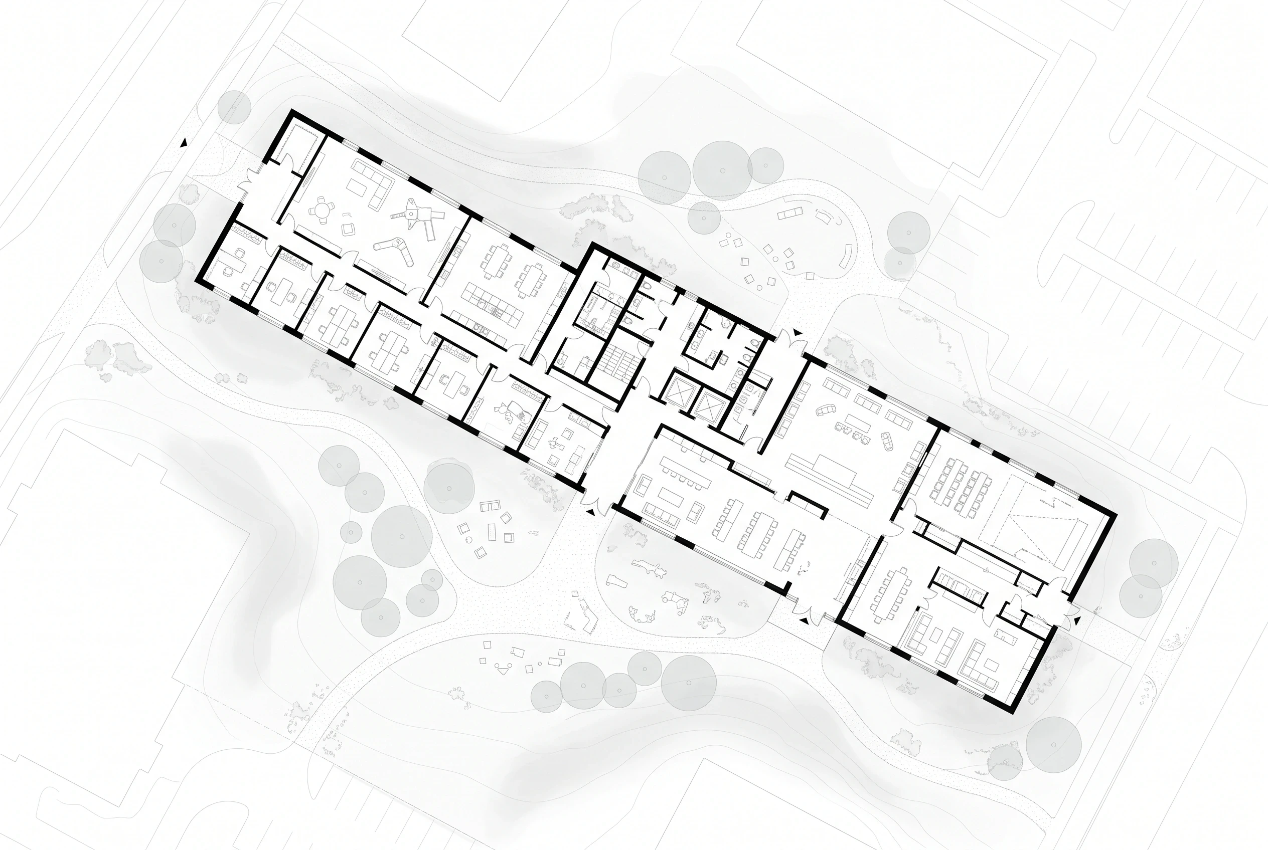 线性社区住宅平面图，平面 AI 设计参考
