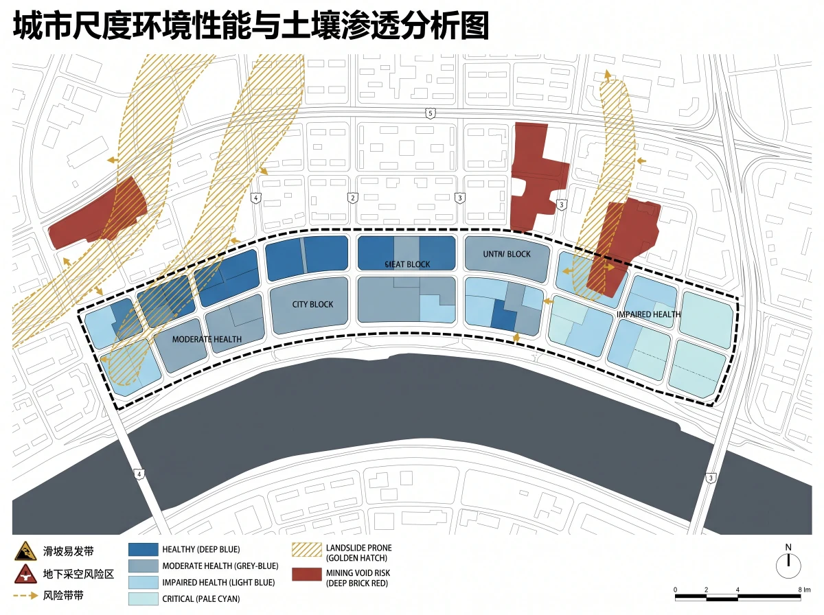滨河城区土壤渗透风险分析，环境性能 AI 设计参考
