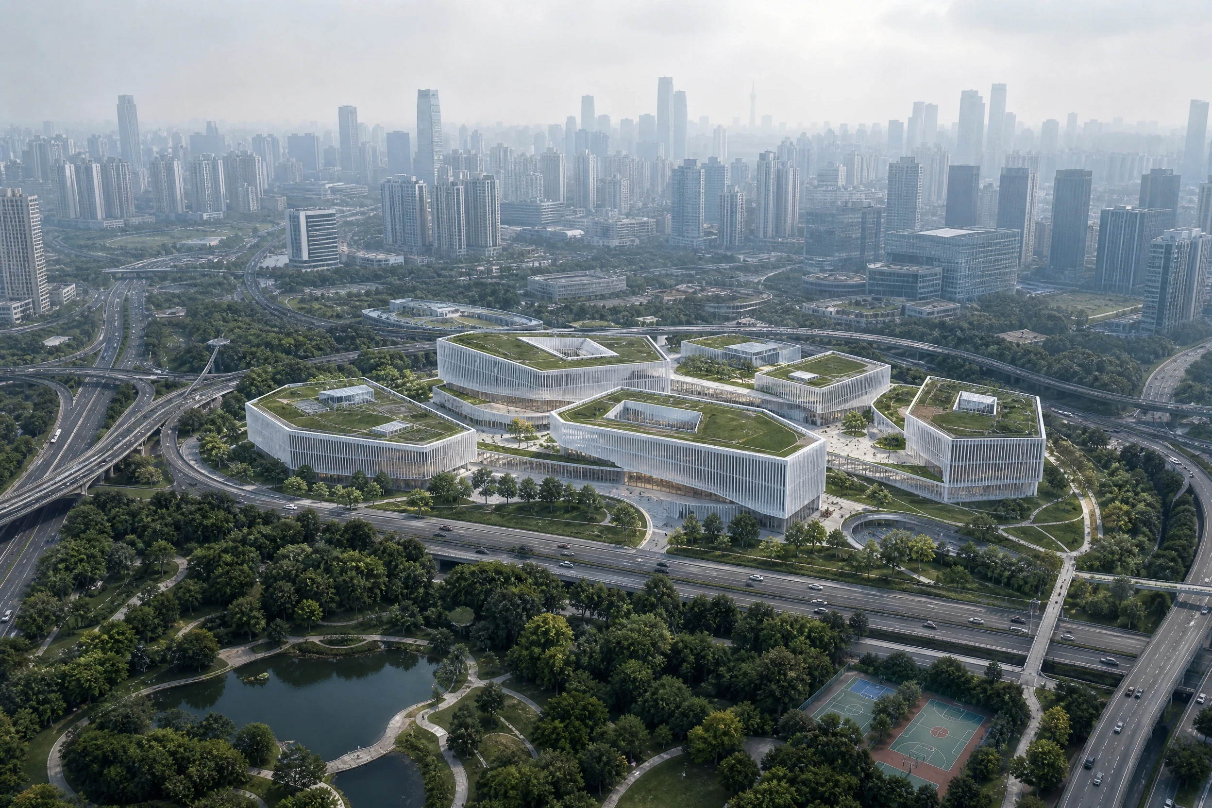 武汉城市中的绿色图书馆，文化展览 AI 设计参考