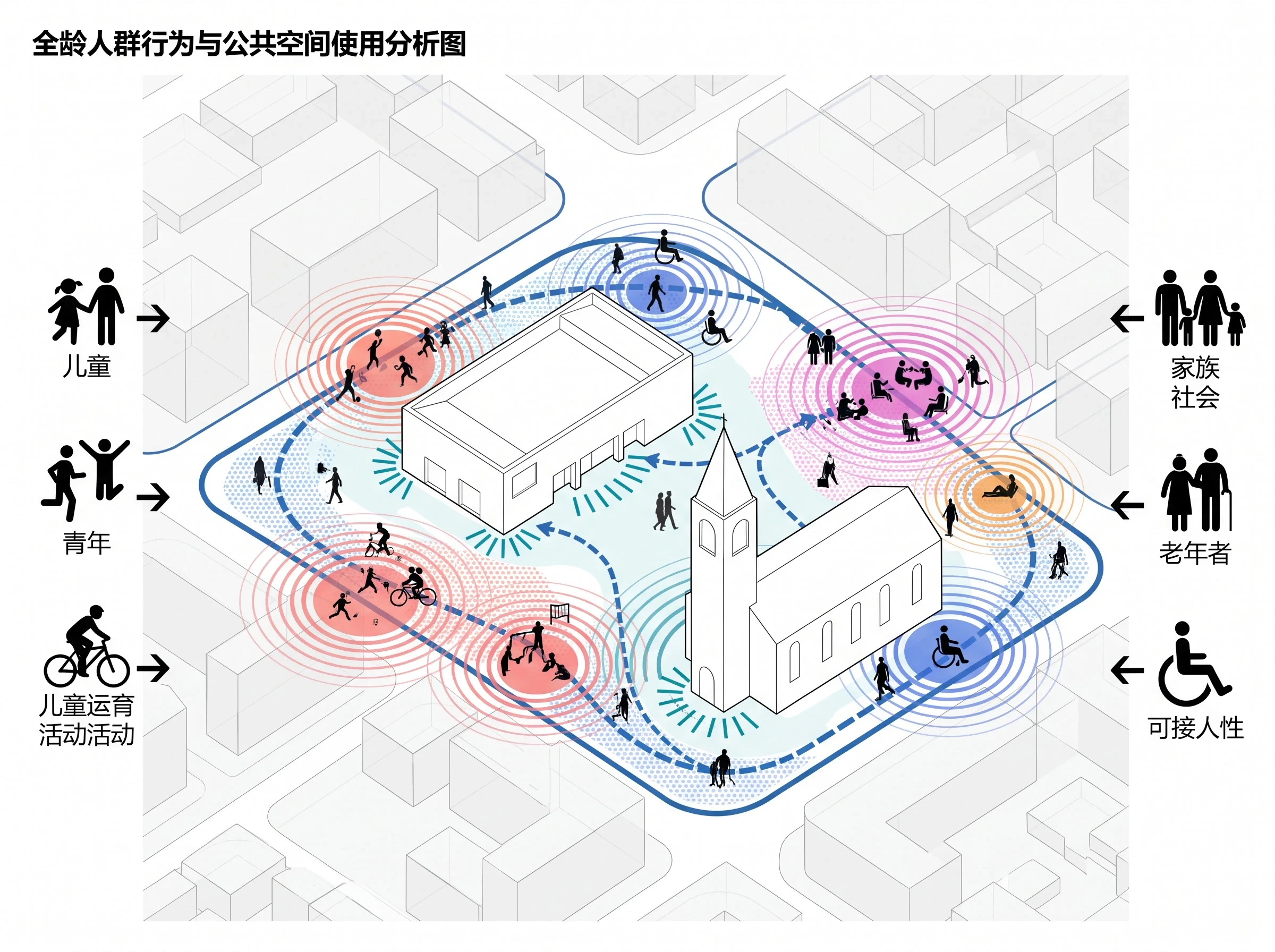 全龄人群行为场地分析，人群行为 AI 设计参考