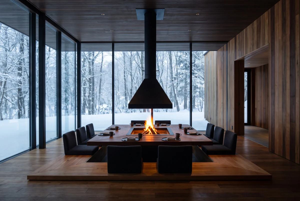 雪景围炉公共餐厅，公共空间 AI 设计参考