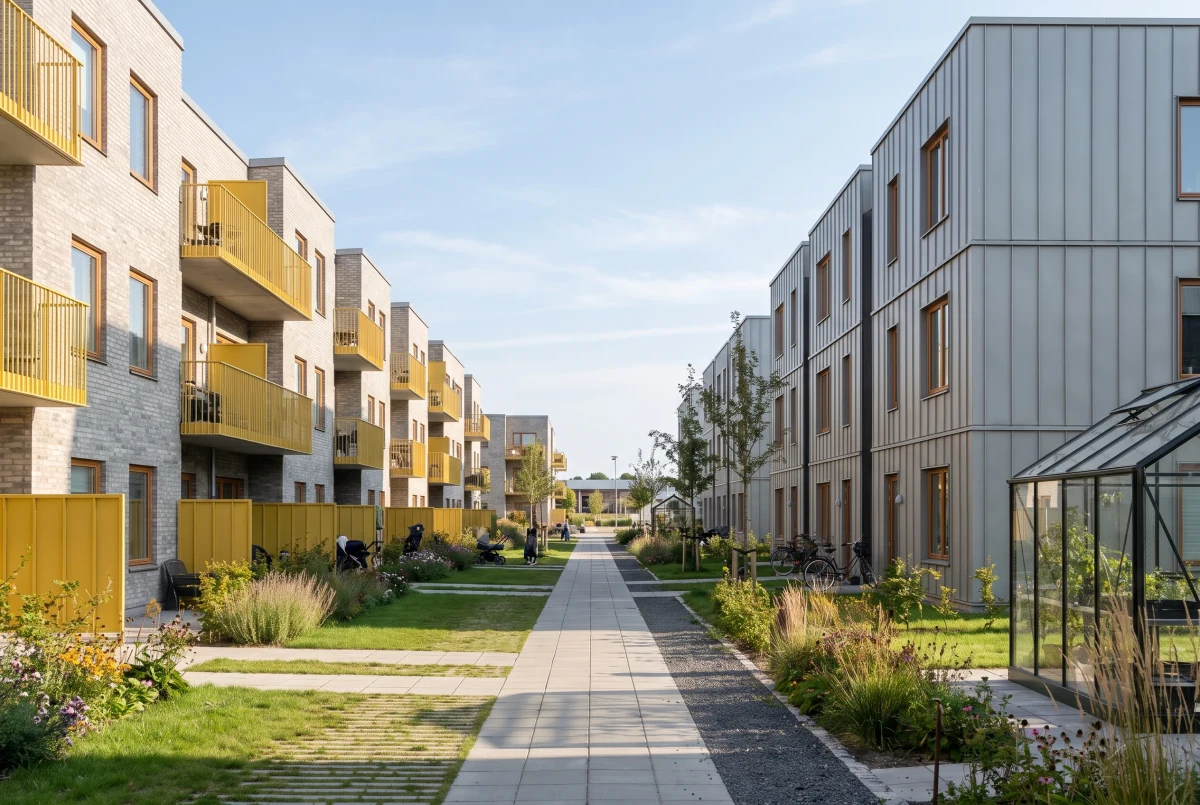 共享庭院里的现代住宅，住宅 AI 设计参考