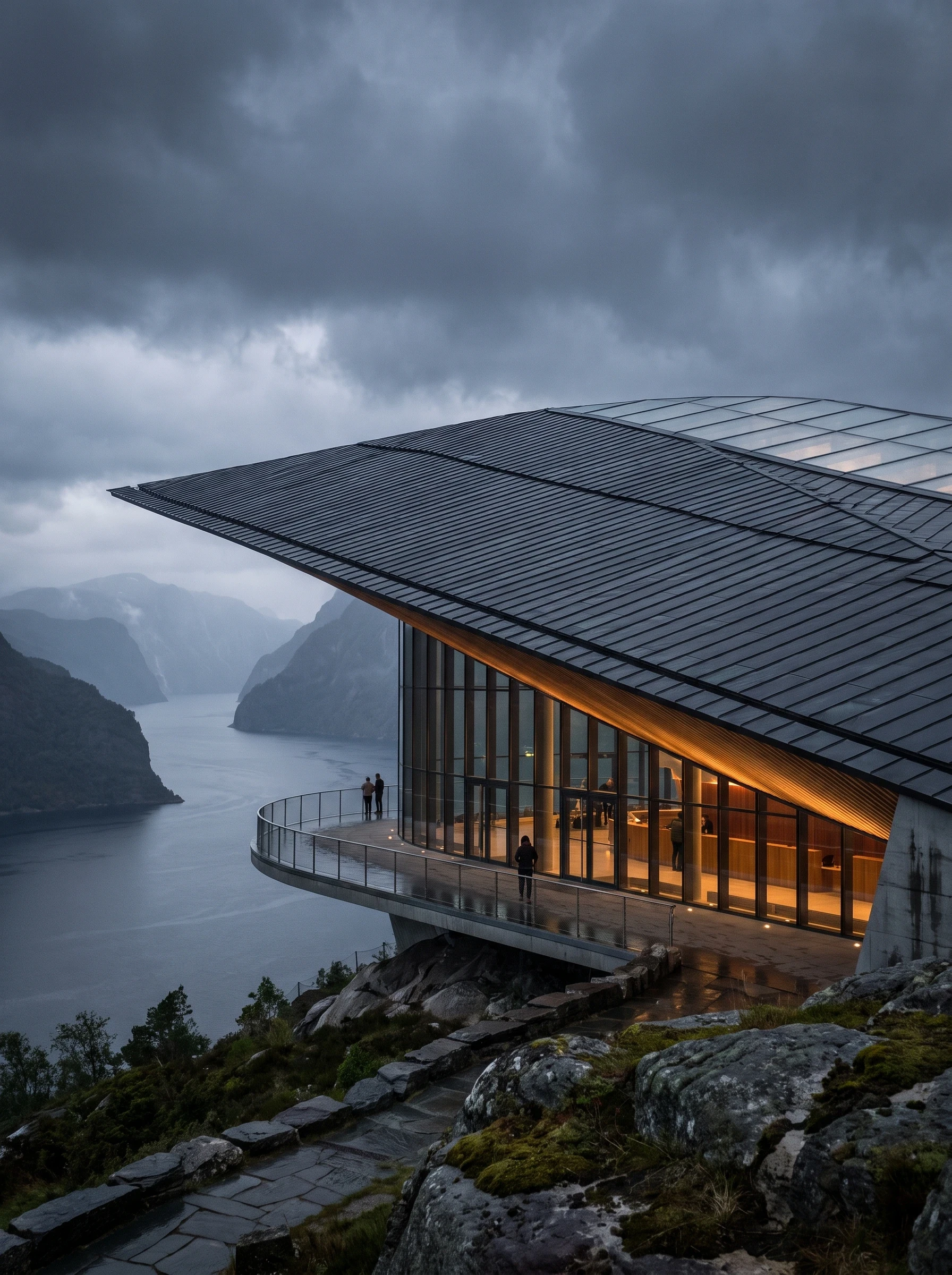 峡湾悬崖羽翼歌剧院，文化展览 AI 设计参考