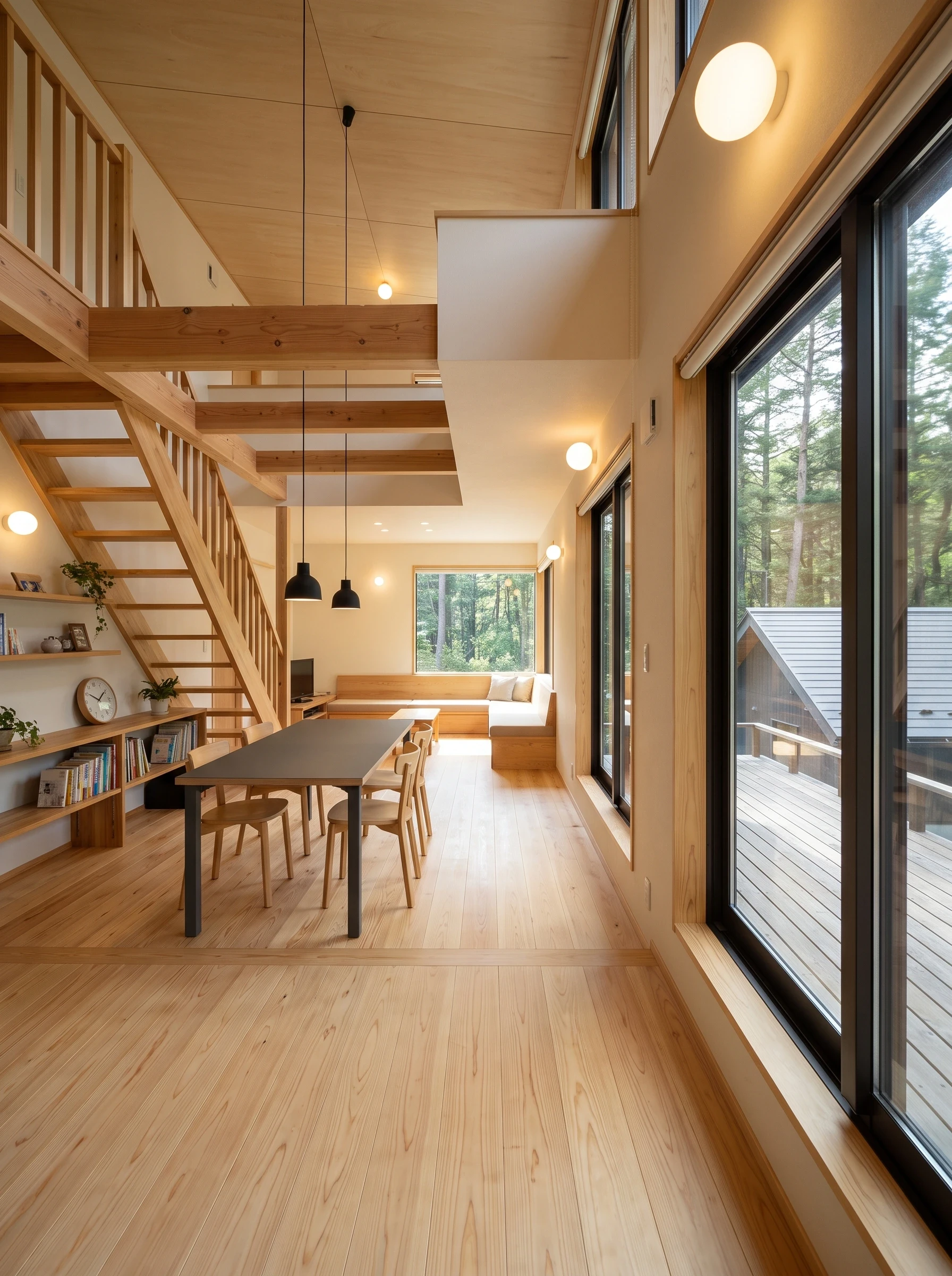 森林住宅木构挑空客厅，住宅 AI 设计参考