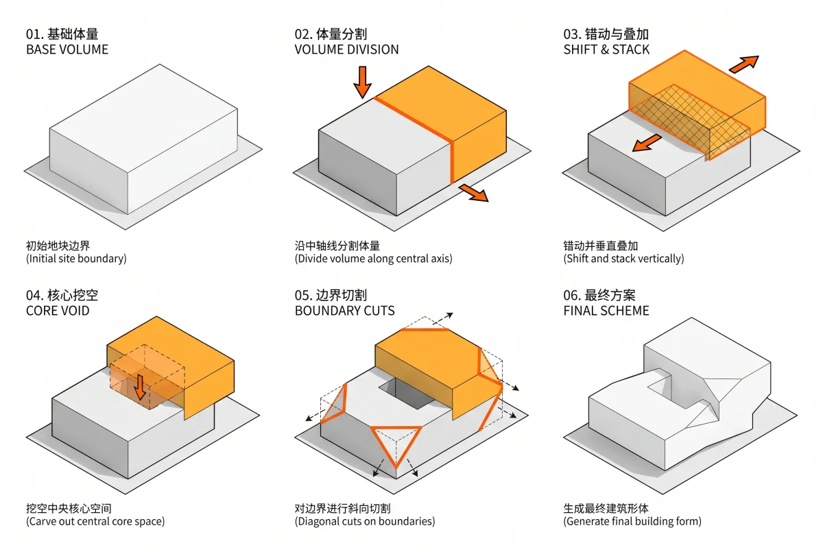 海德公园体量生成图解，体量生成 AI 设计参考