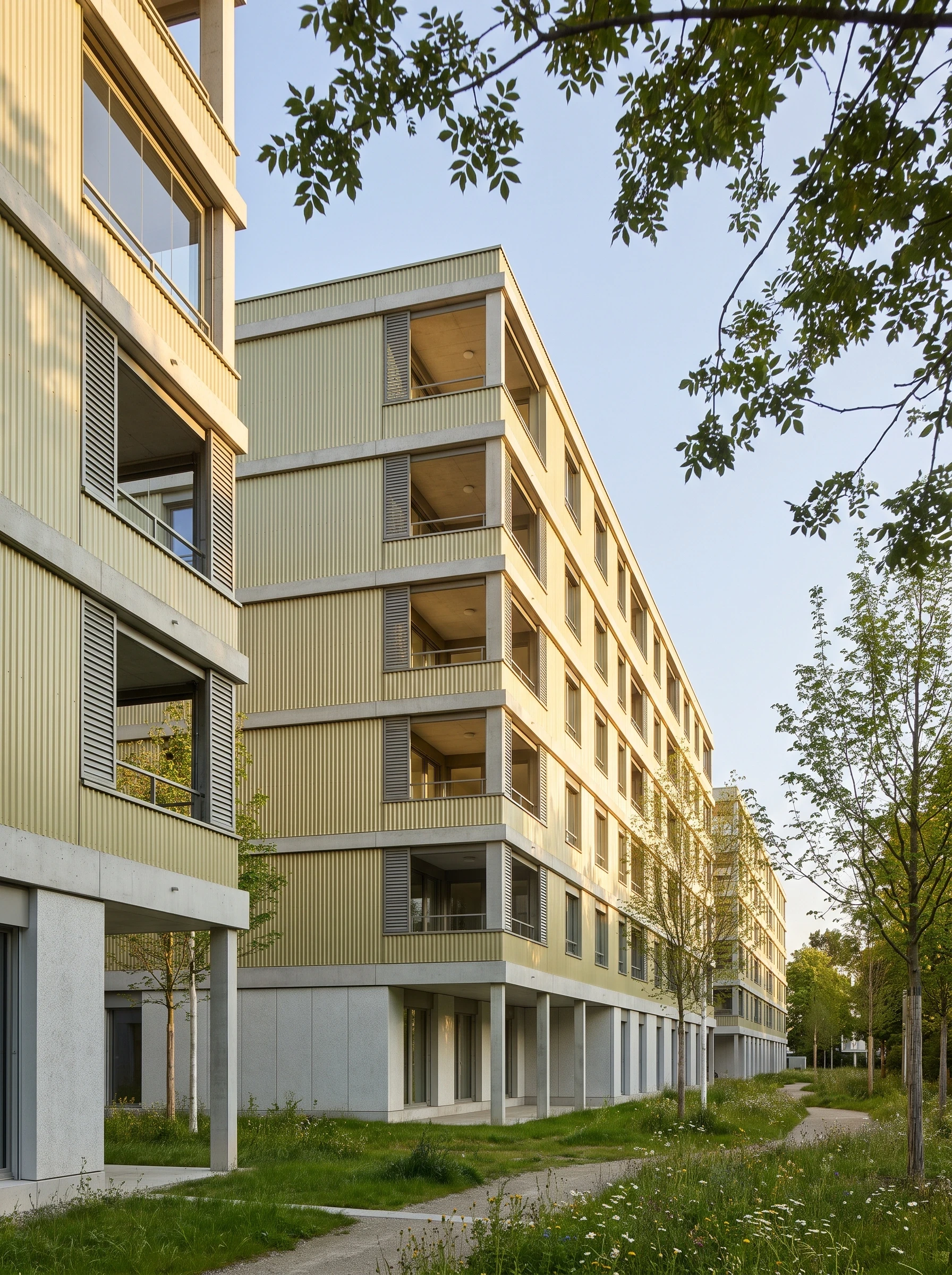 浅绿金属立面社区住宅，住宅 AI 设计参考