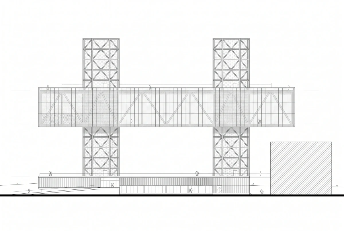 菱形桁架教育建筑立面，立面 AI 设计参考