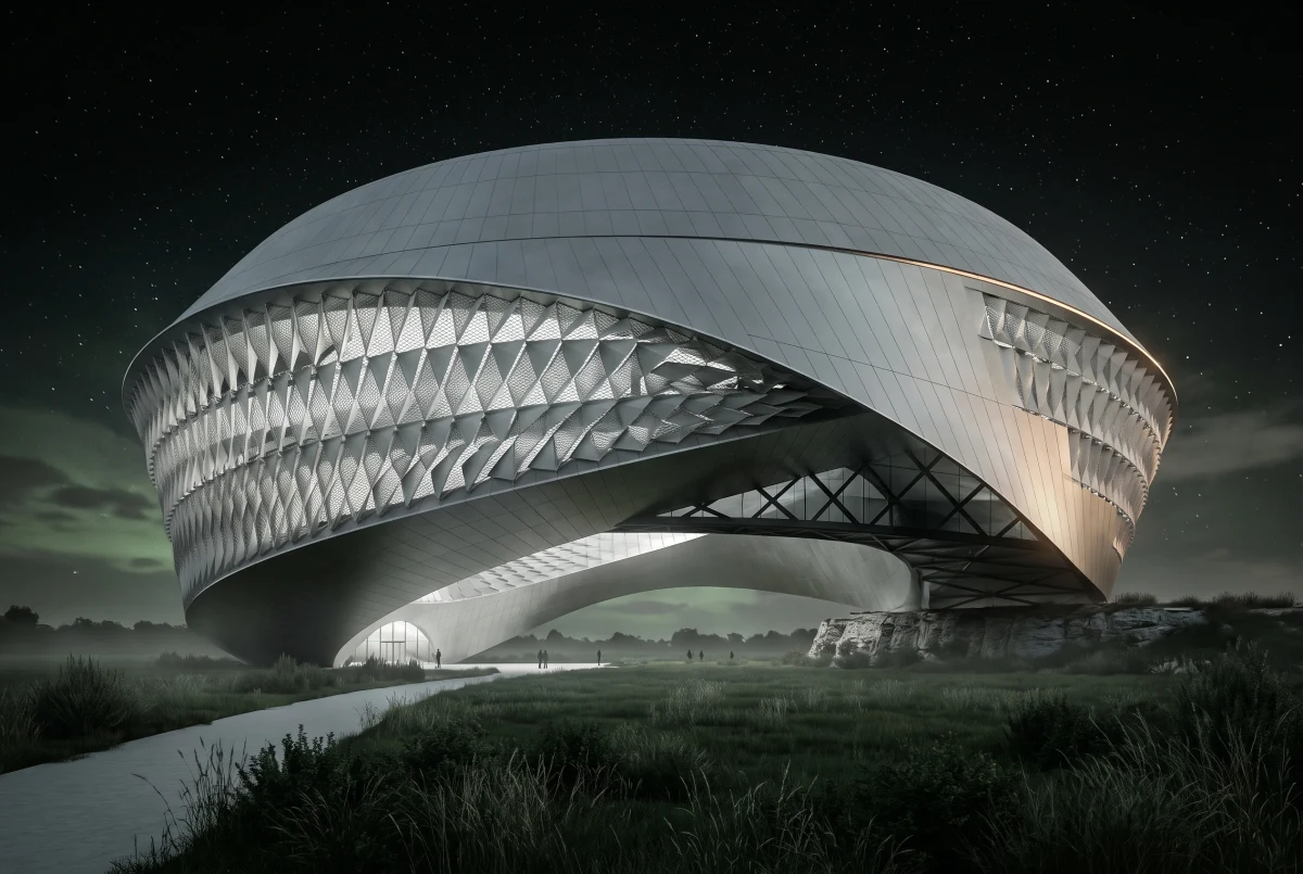国家图书馆星夜景观，文化展览 AI 设计参考