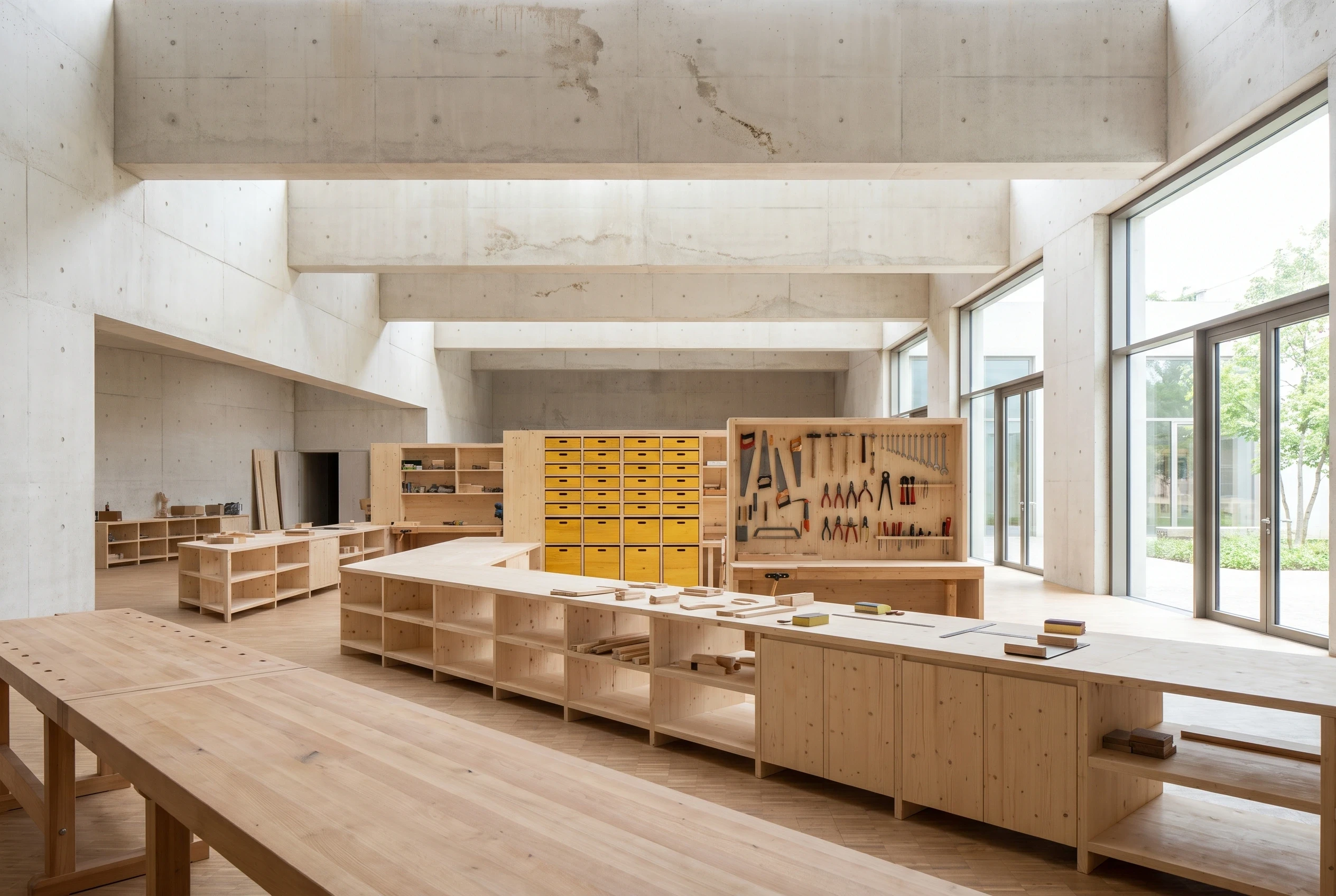 木构工坊式文化展陈空间，文化展陈 AI 设计参考