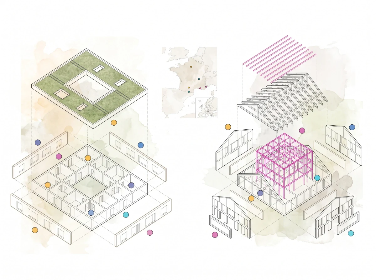 建筑空间关系轴测图，空间关系 AI 设计参考