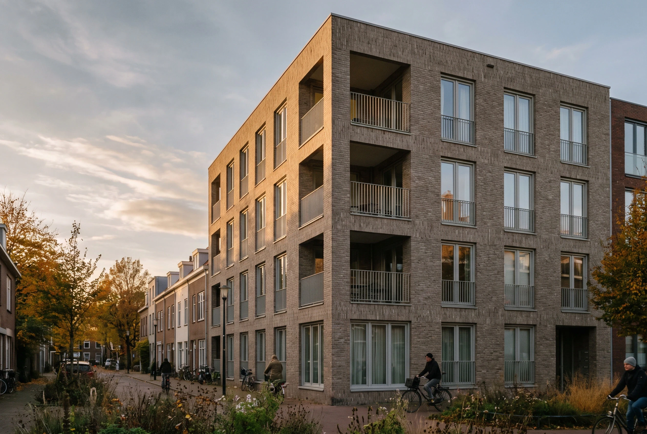 暖砖社区街角建筑，住宅 AI 设计参考