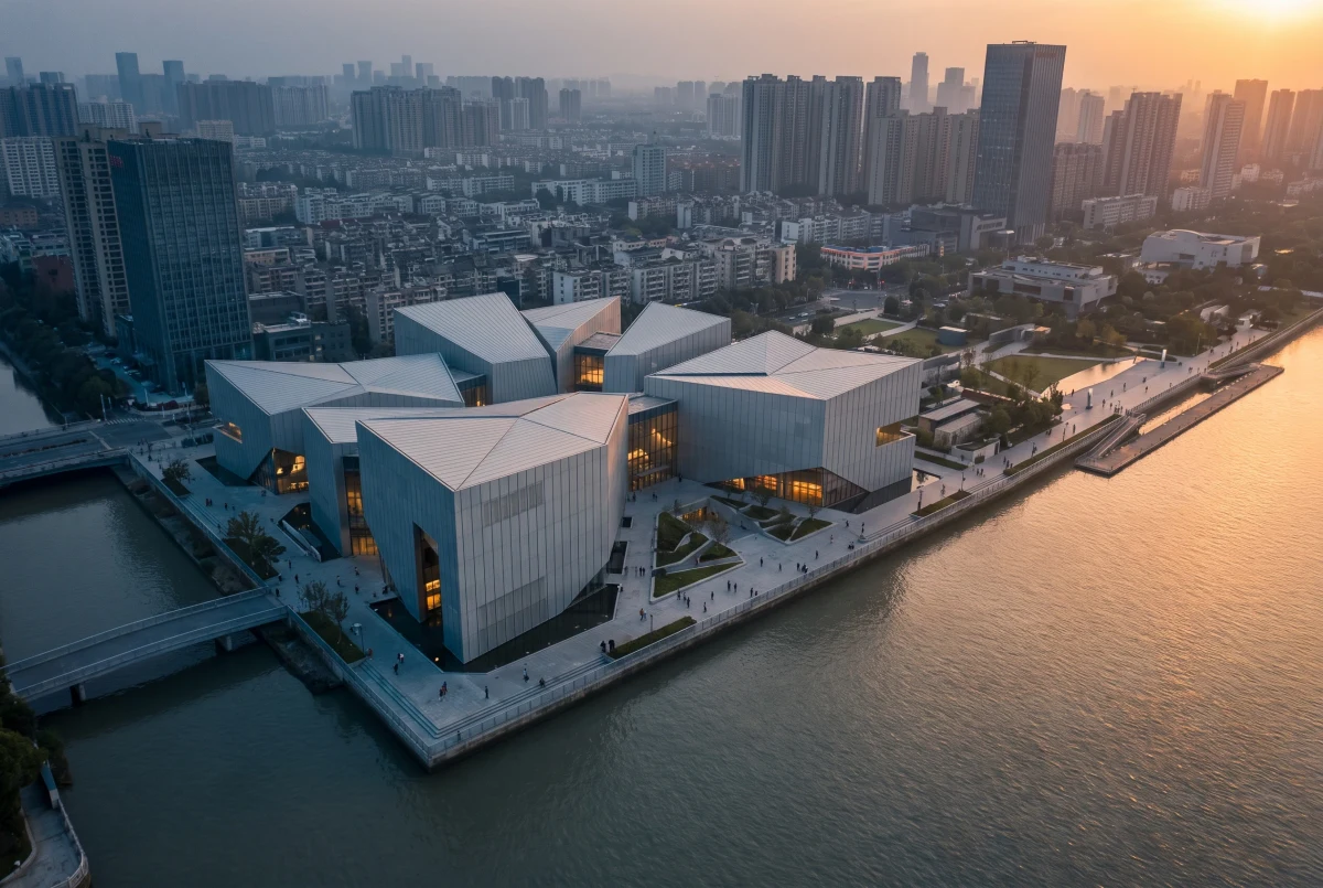 夕照滨水文化建筑群，综合公共建筑 AI 设计参考