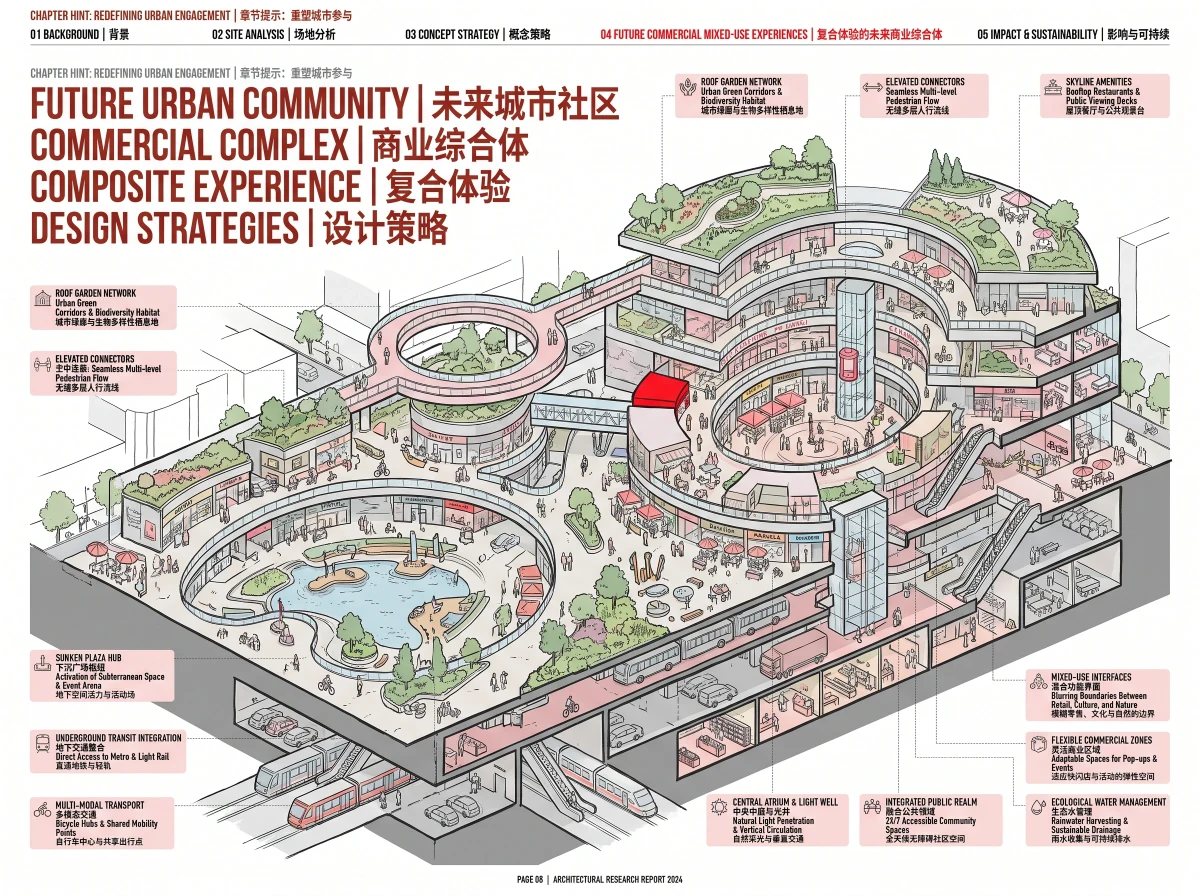 城市社区商业综合体信息图展板，展板排版 AI 设计参考