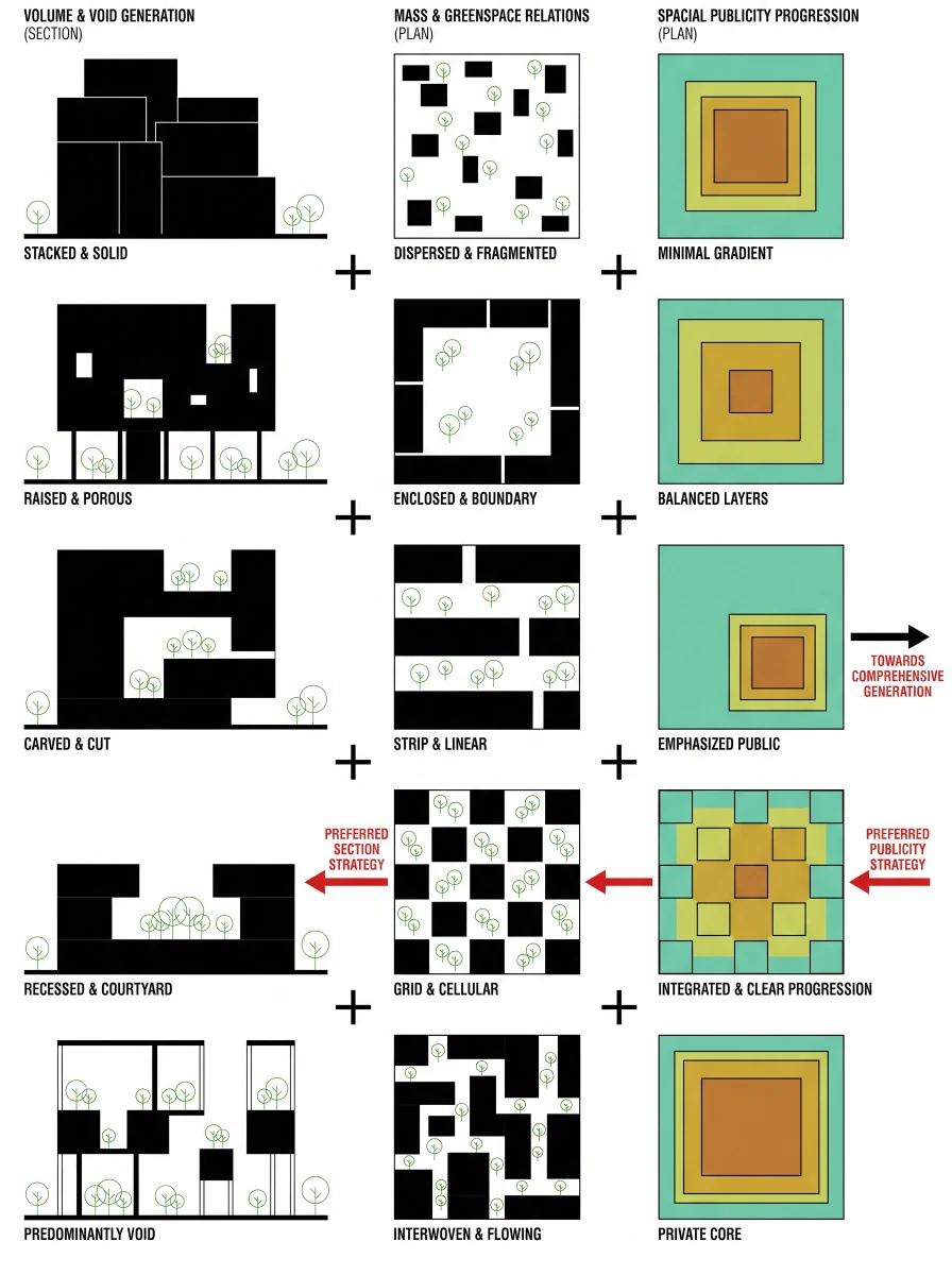 体量空隙与公共性生成分析，体量生成 AI 设计参考