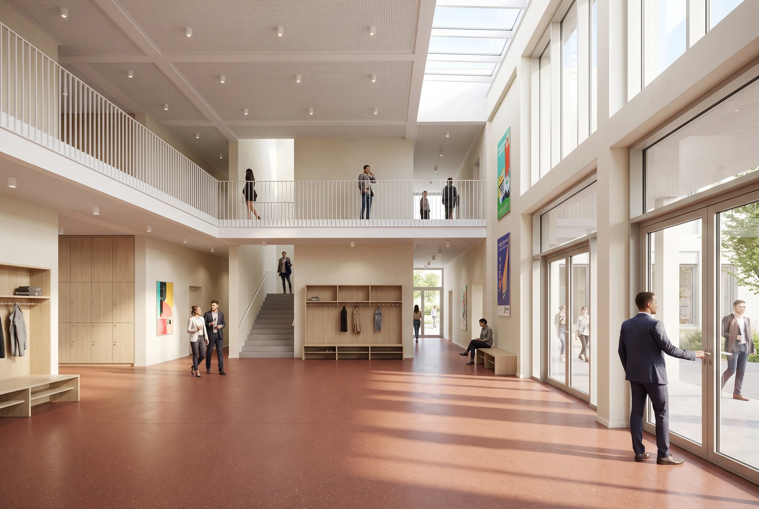 暖白中庭公共大厅，公共空间 AI 设计参考