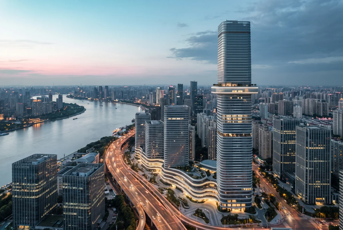 滨水帝国城商务综合体，办公商业 AI 设计参考