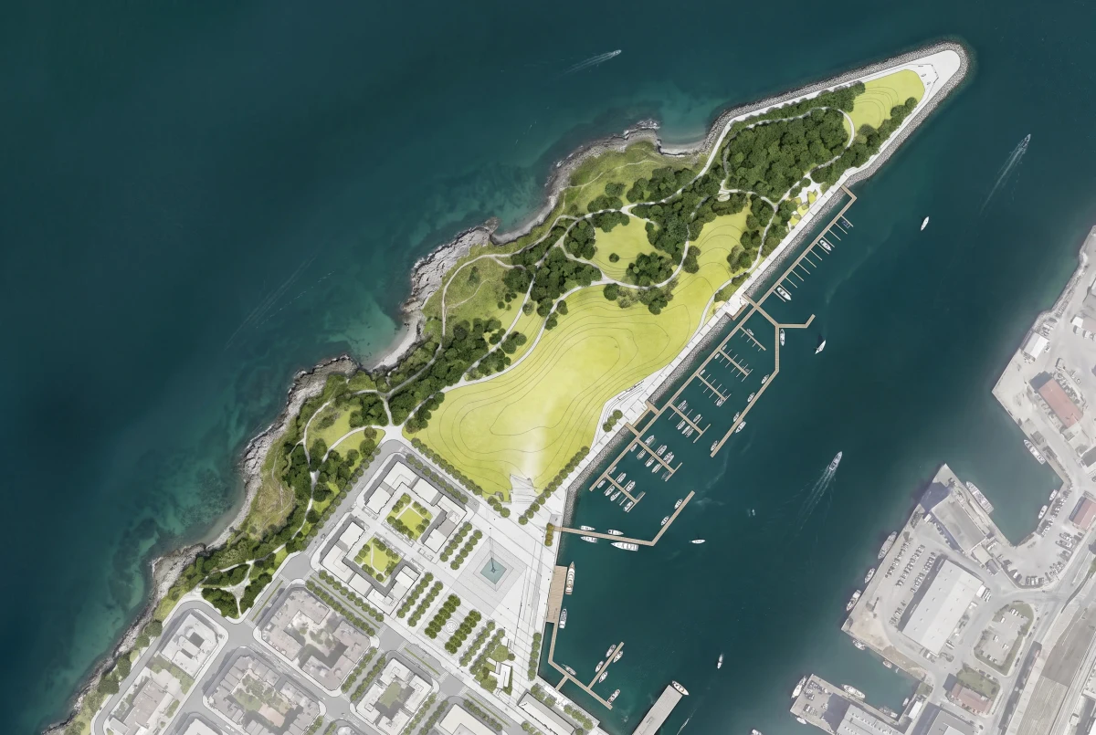 港湾半岛生态公园总平面，滨水空间 AI 设计参考