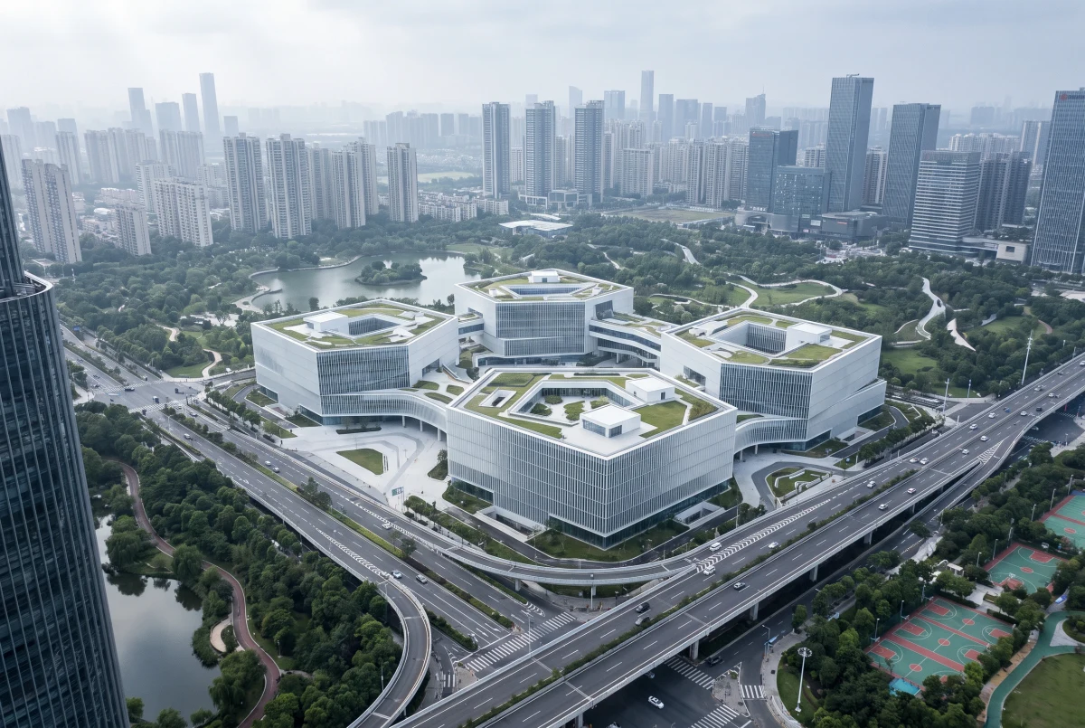 城市中的绿色图书馆，文化展览 AI 设计参考