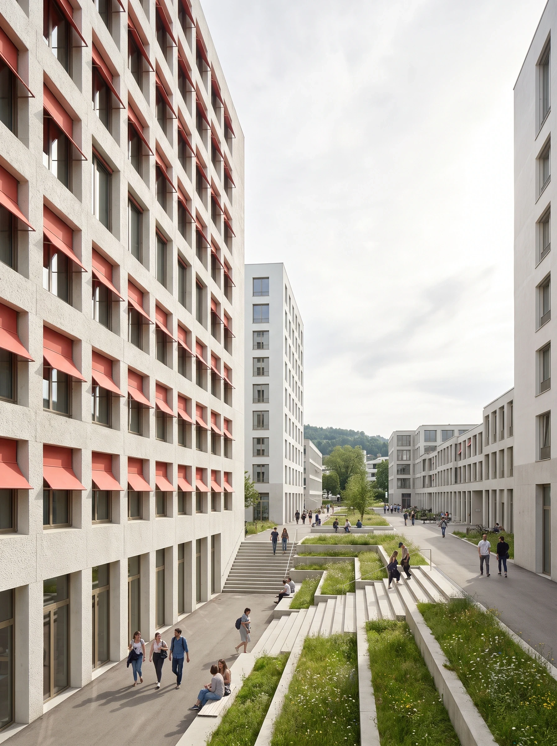 贝林佐纳庭院式建筑群，办公商业 AI 设计参考