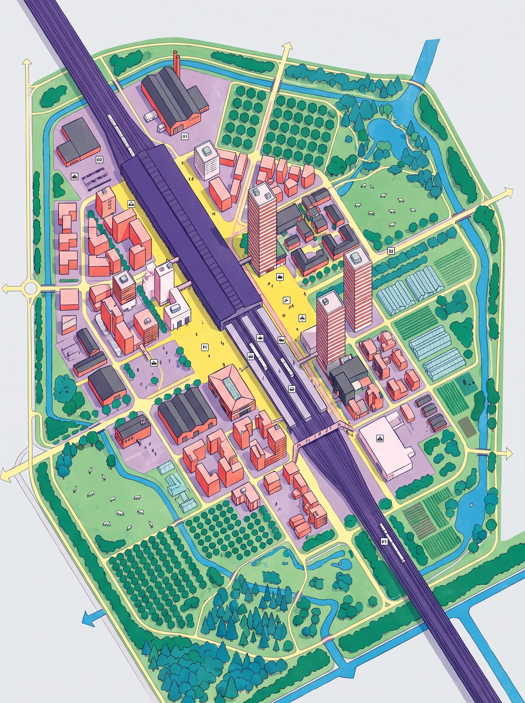生态转型城市设计轴测图，城市设计 AI 设计参考