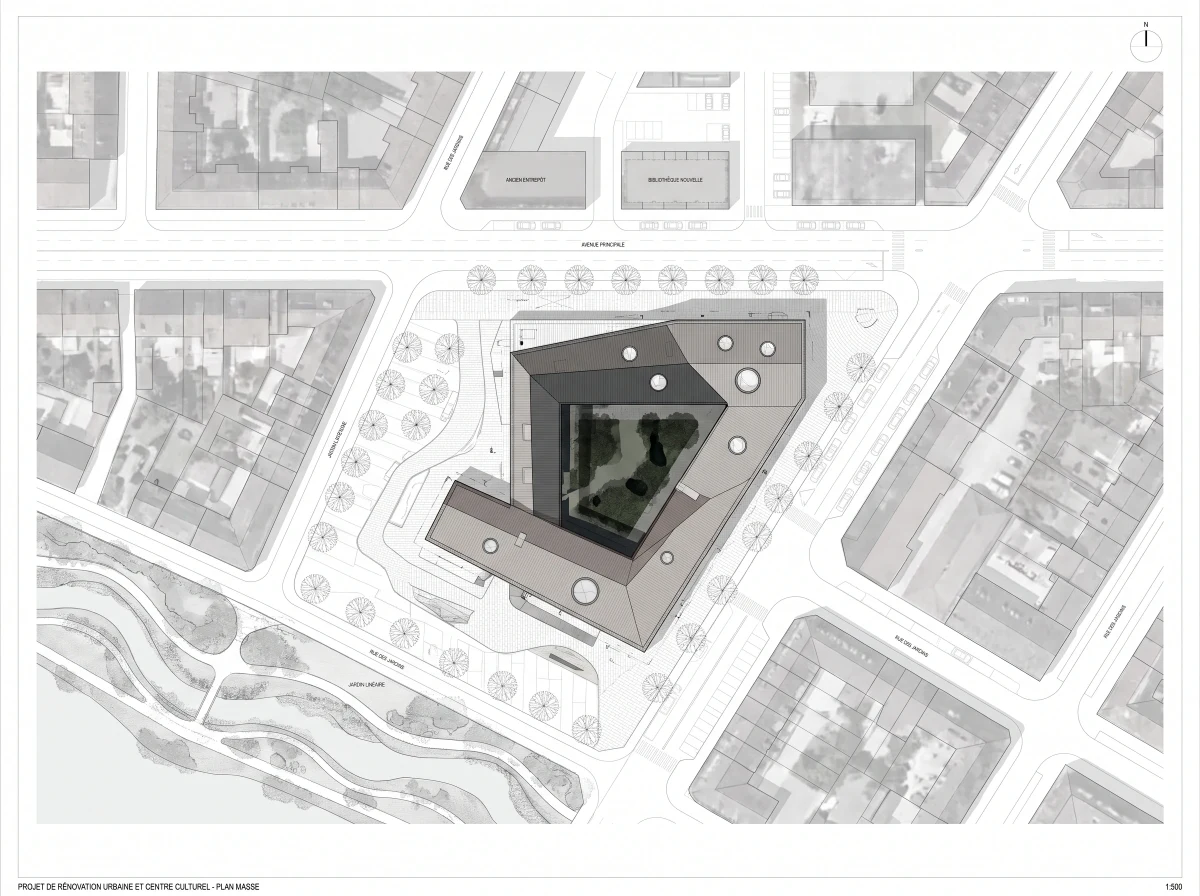 城市庭院建筑总平面图，总平面 AI 设计参考