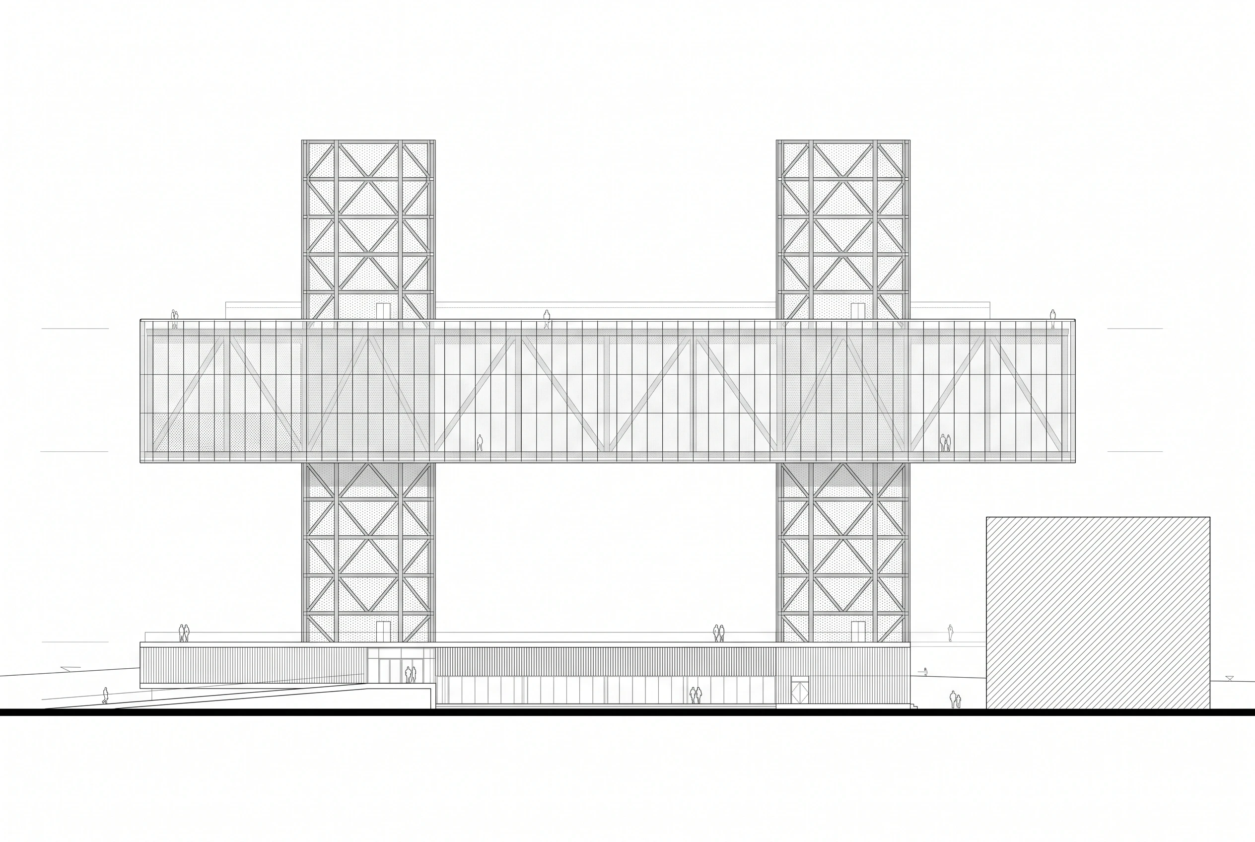 菱形桁架教育建筑立面，立面 AI 设计参考