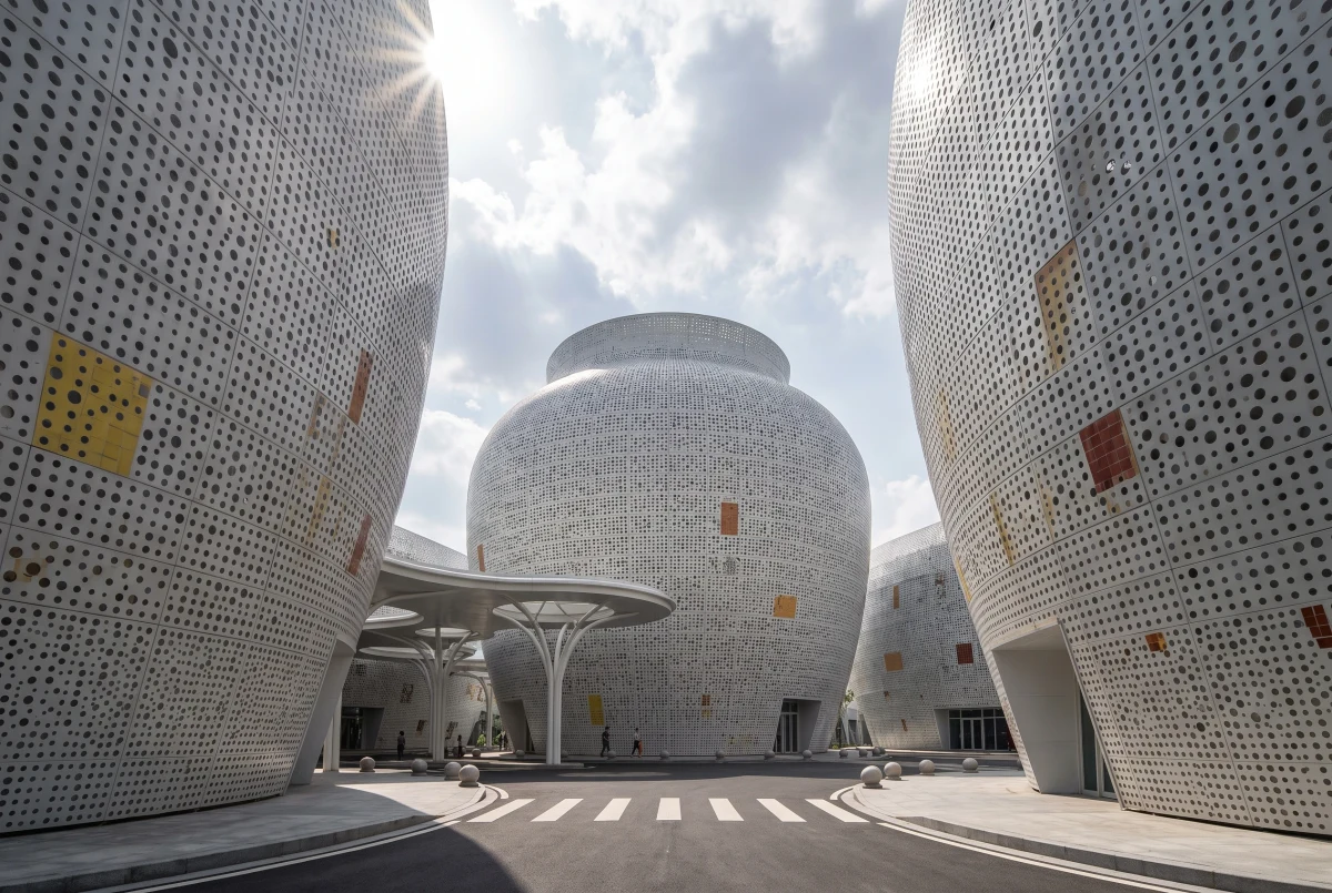 陶瓷艺术城异形展馆群，文化展览 AI 设计参考