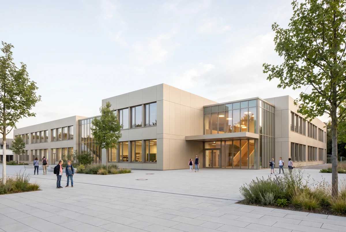 现代小学校园建筑，教育校园 AI 设计参考